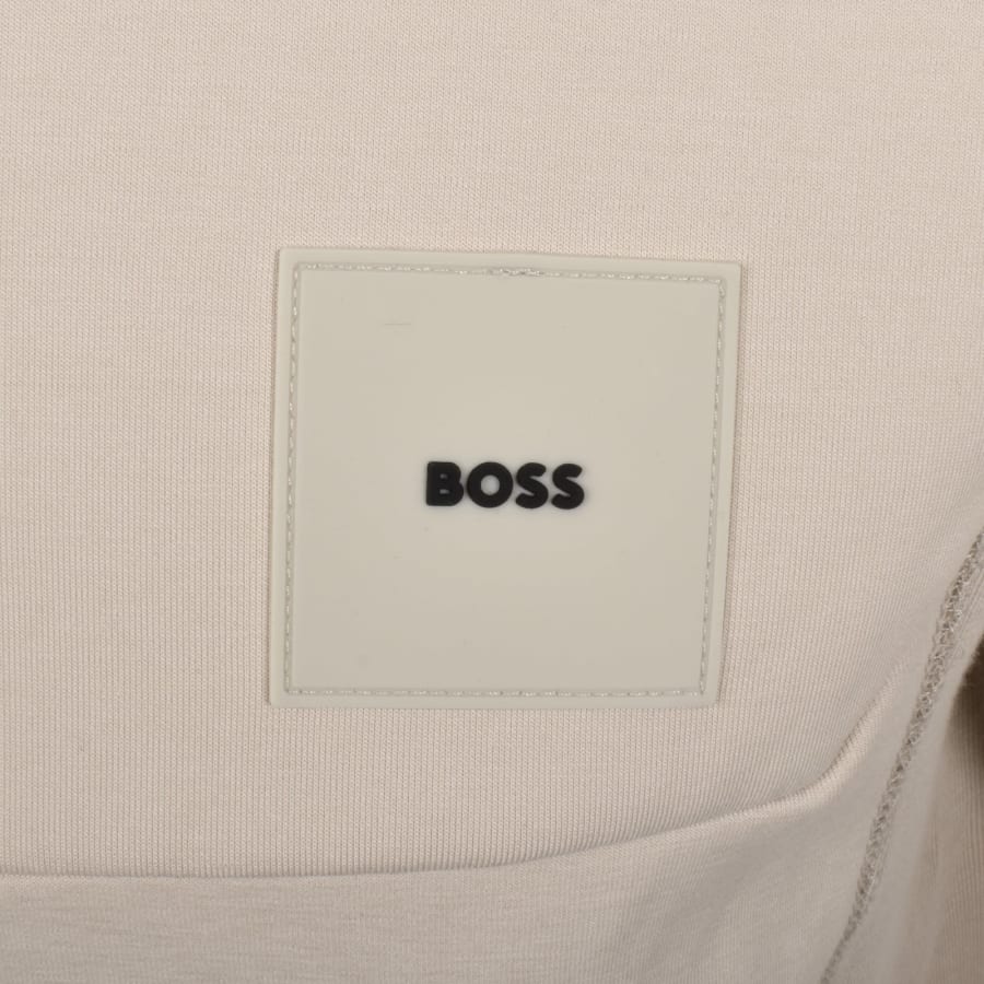 BOSS Sweat Rib Quarter Zip Sweatshirt Beige | Mainline
